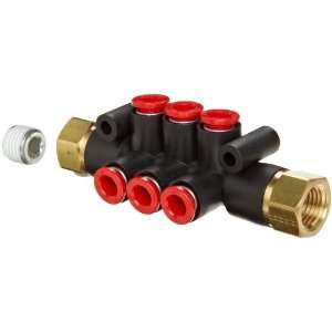 SMC KM12 07 35 6 PBT Push To Connect Tubing Manifold, 2 Inlets 1/4 