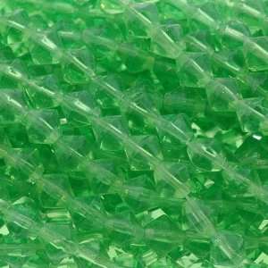 Green Glass Beads  Diamond Shaped Plain   8mm Height, 8mm Width, Sold 
