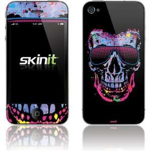  Neon Skull with Glasses skin for Apple iPhone 4 / 4S Electronics