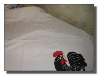 Vintage Linens Black Rooster Applique Tablecloth  