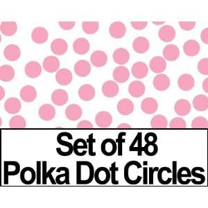  Set of 48   2 Pink Circles Polka Dots Vinyl Wall Graphic 