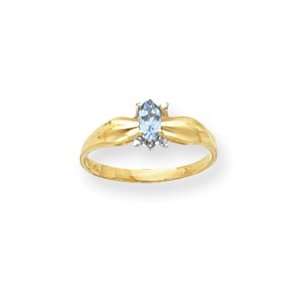   14k .01ct Diamond and Blue Topaz Birthstone Ring   JewelryWeb Jewelry