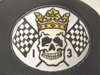 Lucky 13 Skull King Checkered Flags Black Cap  
