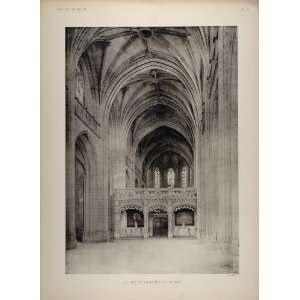 1911 Print Nave Choir Entrance Brou Church Gothic Arch 