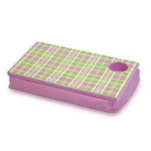 Pink Green Plaid Lap Desk Tray Cup Holder Toys & Games