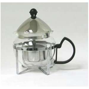  Chrome plated 20 Oz. Glass Teapot with Infuser