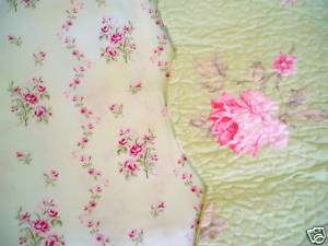 Shabby Cottage TWIN SHEET SET PinK ROSES floral GREEN  
