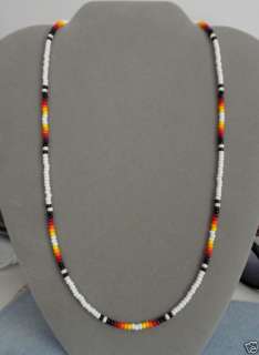 White + Black Beaded Necklace ~ Mens, Womens ~ Native American Made 