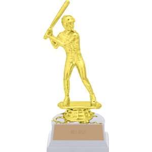   Award WHITE BASE/GOLD BRASS PLATE 6 Custom Baseball BATTER TROPHY
