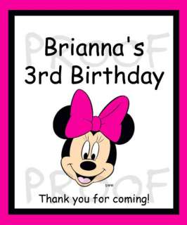 Birthday MINNIE MOUSE PINK Crayon OR goody bag Labels  