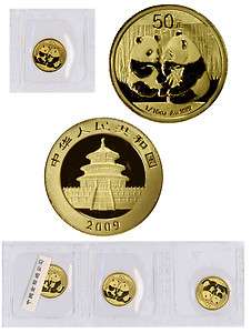 2009 Chinese Panda 50 Yuan 1/10 oz. .999 fine gold coin, in original 