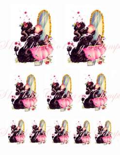 Shabby BLACK POODLES Decals Chic Wall Stickers Wallies  