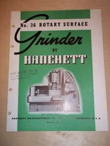 Vtg Hanchett Mfg Co Catalog~Rotary Surface Grinder~Tool  