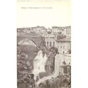 1920s Vintage Postcard Gregorian Bridge and Waterfalls in Tivoli Italy