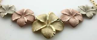 Tri color Flower Necklace in 14k Gold  