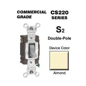 Leviton CS220 2A 20 Amp Double Pole Toggle Switch Commercial   Almond