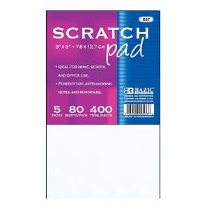  Bazic Memo/Scratch Pad, 3 x 5 Inches, 80 Sheets, 5 per 