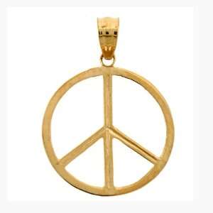  14kt Yellow Gold Peace Sign Pendant Jewelry