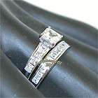 Stainless Steel 2.60ct Princess Cut Womens Wedding/Engagement Ring Set 