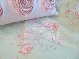   SET Shabby GREEN rose Floral Garden Walk simply chic NIP bedding 17dp