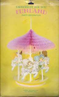   Centerpiece Girl Pink Carousel Horse Decoration Vintage Die Cut NIP