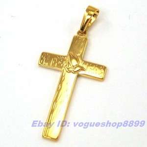   18K YELLOW GOLD GP LETTER CROSS PENDANT SOLID FILL GEP  