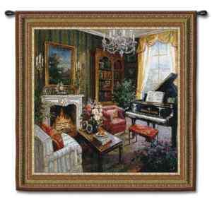 GRAND PIANO ROOM MUSIC FINE ART TAPESTRY WALL HANGING L  
