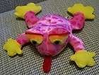 Frog Pink & Yellow Plush Stuffed Animal Soft Squishy 11 x 9 Red Tongue 