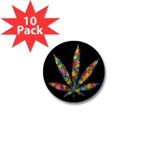    Mini Button (10 Pack) Marijuana Flowers 60s 