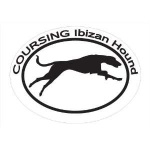 Oval Decal with silhouette of a COURSING IBIZAN HOUND measured in 