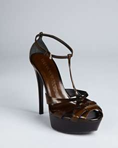 Burberry Peep Toe Platform Sandals   Cadmore T Strap High Heel