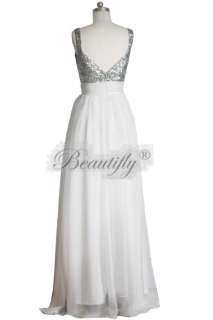 New Elegant White Double Straps Long Wedding Bridesmiad Prom Gown 