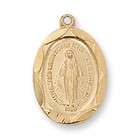   Medal Virgin Mary Pendant Necklace J1603MI 18 Chain & Box 3/4 X 1/2