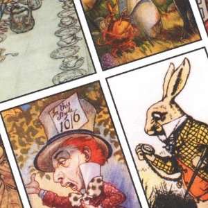  Collage Sheet Alice In Wonderland Theme 24x48mm Rectangles 