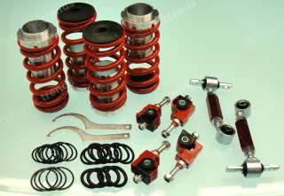 RED JDM LOWERING SPRING COILOVER SPRING SLEEVES + FRONT CAMBER + REAR 