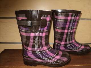Girls rain boots Toddler/ rubber rain boots/brown/ Sz 13,1,2,3,4 