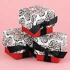 25 Black White Red Favor Boxes Filigree Wedding Bridal Shower Favors 