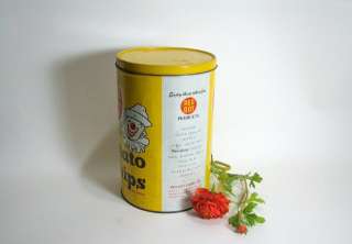 Vintage Clown Tin Red Dot Potato Chips Storage  