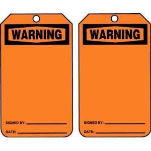  WARNING Blank Tags   RV Plastic (5 7/8 x 3 3/8)   1 Pack 