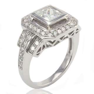   28Ct. Princess Cubic Zirconia Sterling Silver 925 Wedding Ring  