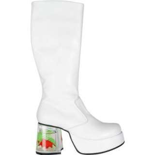   Womens White Gold Fish Tank Go Go Boots (Size Medium 7 8) Shoes