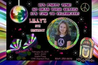 Roller Skate Party Custom Photo Birthday Invitation  