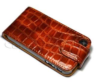 New Brown Alligator flip case holster for iphone 4G 4S  