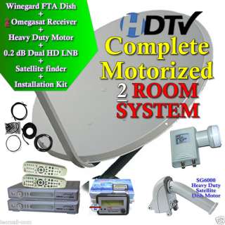 Complete Motorized Omegasat FTA Satellite 2 ROOM System  