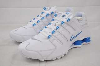 WMNS NIKE SHOX NZ 314561 108 WHITE BLUE GLOW PERFORATED LEATHER WOMENS 