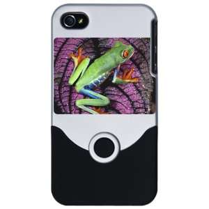  iPhone 4 or 4S Slider Case Silver Red Eyed Tree Frog on 