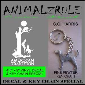  COON HUNTING DECAL & G.G. HARRIS FINE PEWTER COON DOG KEY 