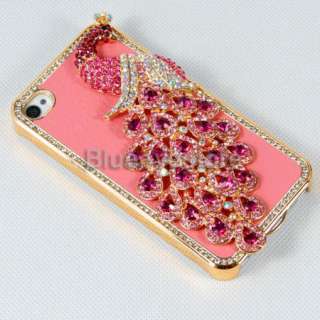   Peacock Stone Crystal Back Skin Hard Case Cover For iphone 4 4S  