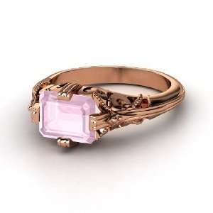  Acadia Ring, Emerald Cut Rose Quartz 14K Rose Gold Ring Jewelry