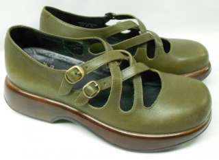 DANSKO Green Double Buckle Strap Mary Jane Clog Shoes 38 7.5 8  